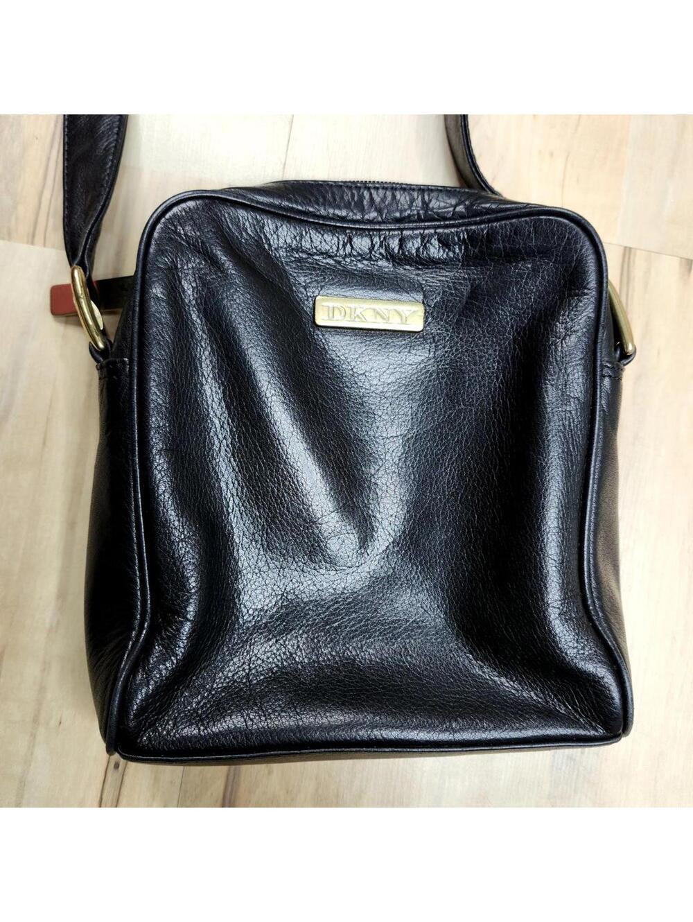Donna Karan DKNY Lamb Leather Black Crossbody Bag 6 x 7 Inches Adjustable Strap